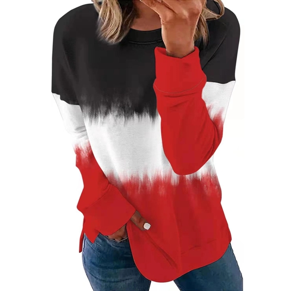 Long Sleeve Round Neck Casual Printed Blouses Tops T Shirts - Long Sleeve Round Neck Casual Printed Blouses Tops T Shirts - Image 2 of 6
