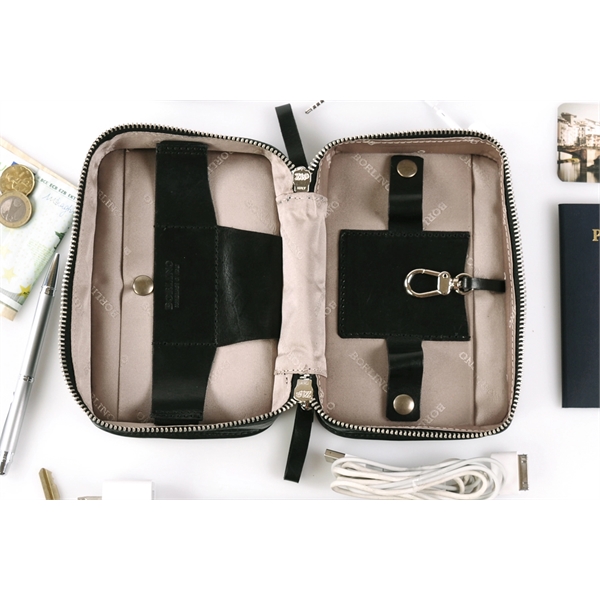 Handmade Calf Leather Carryall Tech Kit - Onyx - Handmade Calf Leather Carryall Tech Kit - Onyx - Image 8 of 10