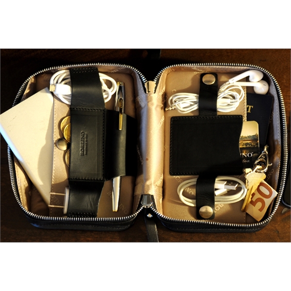 Handmade Calf Leather Carryall Tech Kit - Onyx - Handmade Calf Leather Carryall Tech Kit - Onyx - Image 10 of 10