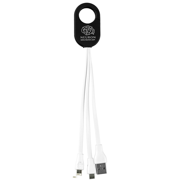 Custom 5-in-1 Cell Phone Charging Cable with Carabiner Clip
