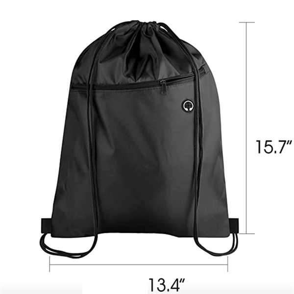 Zipper Polyester Drawstring BackPack - Zipper Polyester Drawstring BackPack - Image 1 of 3