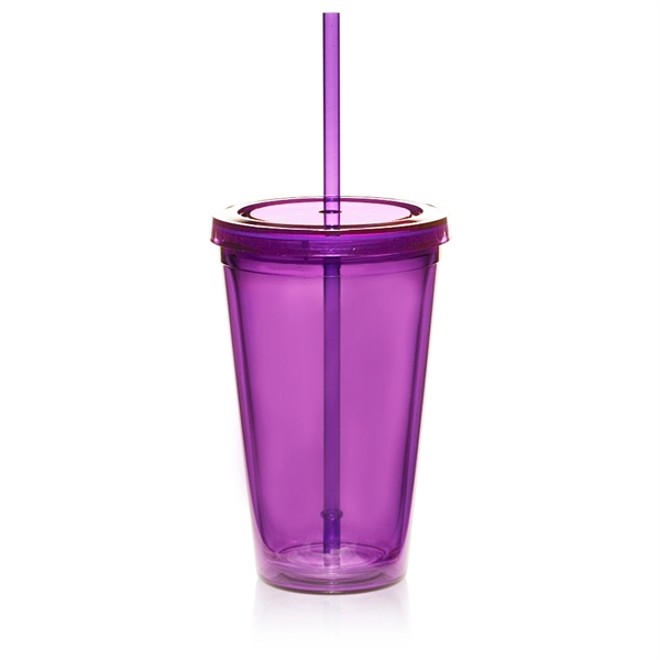 16 oz. Double Wall Acrylic Tumbler With Straw - 16 oz. Double Wall Acrylic Tumbler With Straw - Image 16 of 17