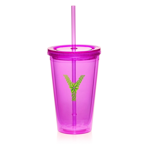 16 oz. Double Wall Acrylic Tumbler With Straw - 16 oz. Double Wall Acrylic Tumbler With Straw - Image 4 of 17
