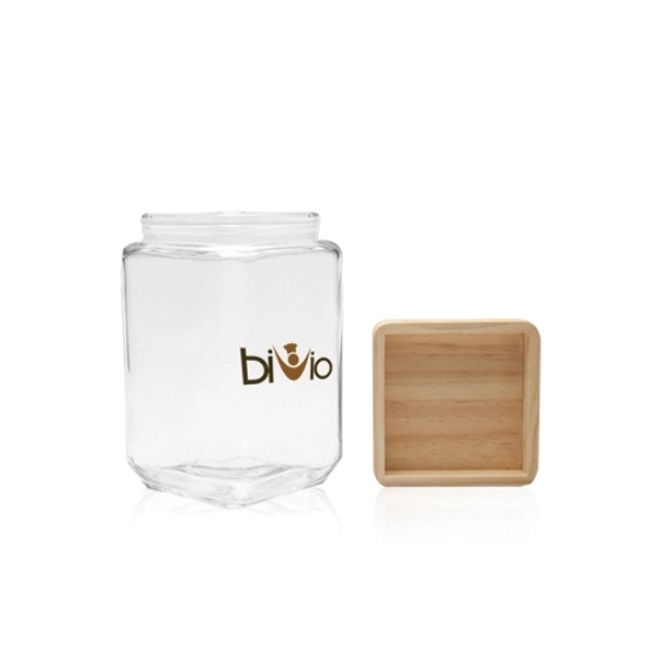 54 oz. Glass Candy Jar with Wooden Lid - 54 oz. Glass Candy Jar with Wooden Lid - Image 1 of 14