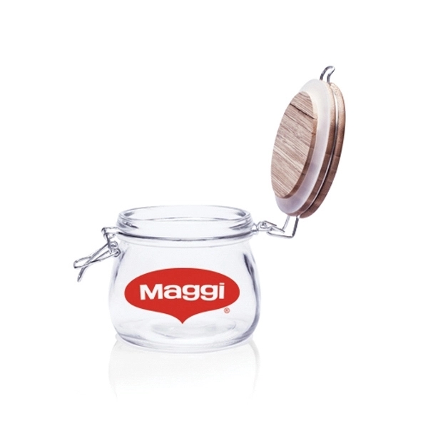 16 oz Glass Candy Jars with Wire Wooden Lids - 16 oz Glass Candy Jars with Wire Wooden Lids - Image 5 of 15