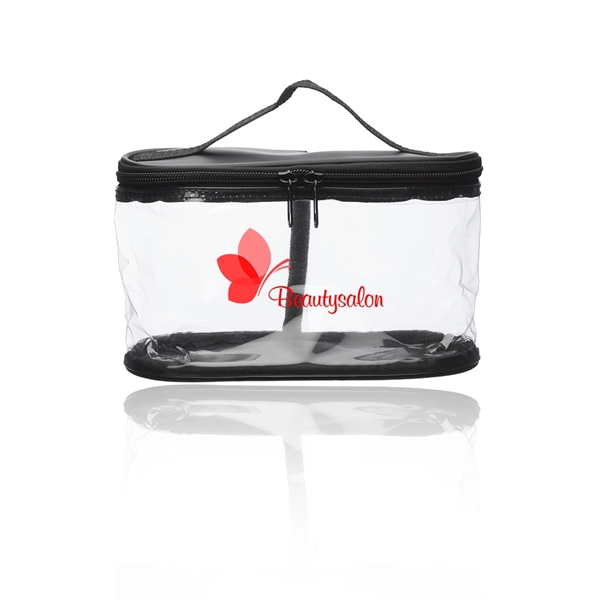 Clear PVC Cosmetic Travel Bag with Handle - Clear PVC Cosmetic Travel Bag with Handle - Image 1 of 5