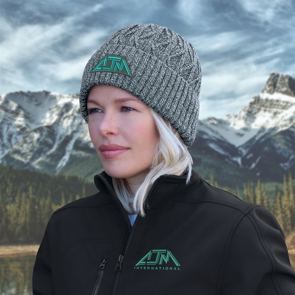 Acrylic, Cuff Toque, Jacquard Cable Knit - Acrylic, Cuff Toque, Jacquard Cable Knit - Image 5 of 7