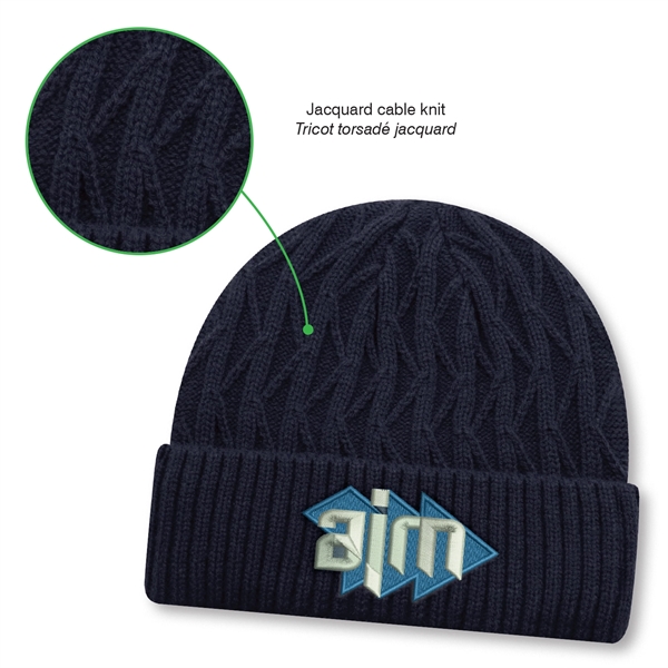 Acrylic, Cuff Toque, Jacquard Cable Knit - Acrylic, Cuff Toque, Jacquard Cable Knit - Image 7 of 7