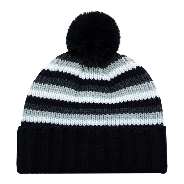 Acrylic, Cuff Toque, Chunky knit with 8cm Pompom - Acrylic, Cuff Toque, Chunky knit with 8cm Pompom - Image 3 of 7