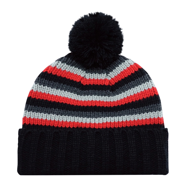 Acrylic, Cuff Toque, Chunky knit with 8cm Pompom - Acrylic, Cuff Toque, Chunky knit with 8cm Pompom - Image 1 of 7