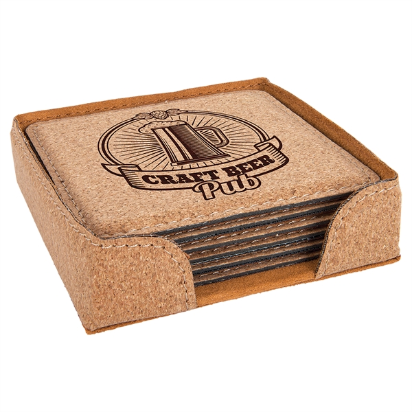 Square Leatherette Coaster Set - Square Leatherette Coaster Set - Image 9 of 12