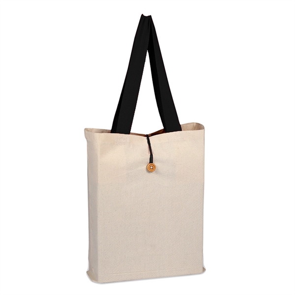 Button-Up Tote With Colored Handle - Button-Up Tote With Colored Handle - Image 0 of 3