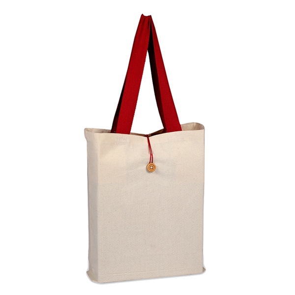 Button-Up Tote With Colored Handle - Button-Up Tote With Colored Handle - Image 2 of 3