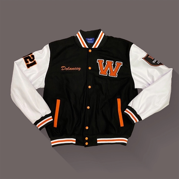Faux Leather and Wool Varsity Letterman Jacket - Faux Leather and Wool Varsity Letterman Jacket - Image 0 of 7