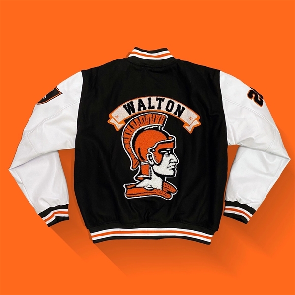 Faux Leather and Wool Varsity Letterman Jacket - Faux Leather and Wool Varsity Letterman Jacket - Image 4 of 7
