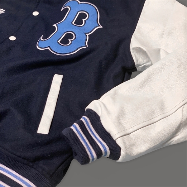 Faux Leather and Wool Varsity Letterman Jacket - Faux Leather and Wool Varsity Letterman Jacket - Image 5 of 7