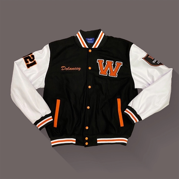 Leather & Wool Varsity Letterman Jacket - Leather & Wool Varsity Letterman Jacket - Image 5 of 9