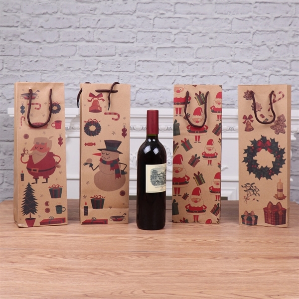 Christmas Kraft Paper Wine Gift Bag - Christmas Kraft Paper Wine Gift Bag - Image 0 of 5