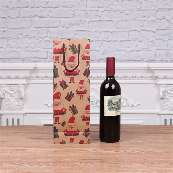 Christmas Kraft Paper Wine Gift Bag - Christmas Kraft Paper Wine Gift Bag - Image 1 of 5