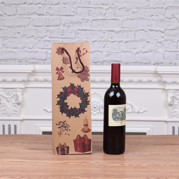 Christmas Kraft Paper Wine Gift Bag - Christmas Kraft Paper Wine Gift Bag - Image 3 of 5