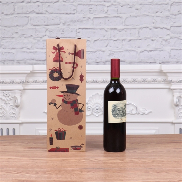 Christmas Kraft Paper Wine Gift Bag - Christmas Kraft Paper Wine Gift Bag - Image 4 of 5