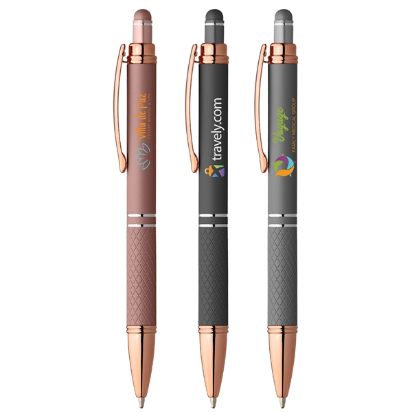 Phoenix Softy Rose Gold Metallic Pen w/ Stylus - Full Color - Phoenix Softy Rose Gold Metallic Pen w/ Stylus - Full Color - Image 0 of 3