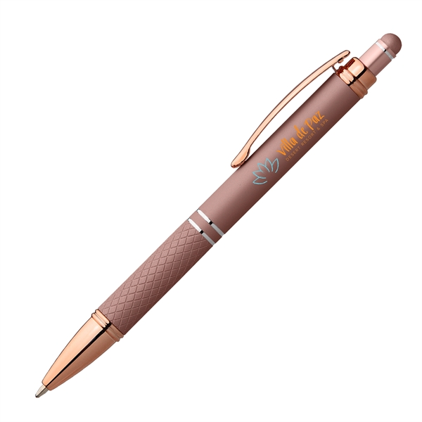 Phoenix Softy Rose Gold Metallic Pen w/ Stylus - Full Color - Phoenix Softy Rose Gold Metallic Pen w/ Stylus - Full Color - Image 2 of 3