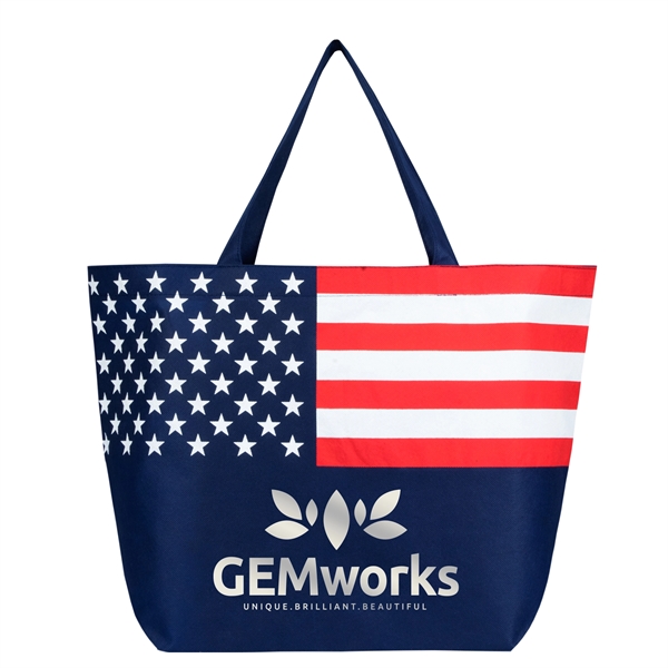 Non-Woven American Flag Tote Bag - Metallic imprint - Non-Woven American Flag Tote Bag - Metallic imprint - Image 1 of 2