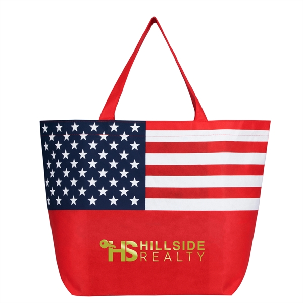 Non-Woven American Flag Tote Bag - Metallic imprint - Non-Woven American Flag Tote Bag - Metallic imprint - Image 2 of 2