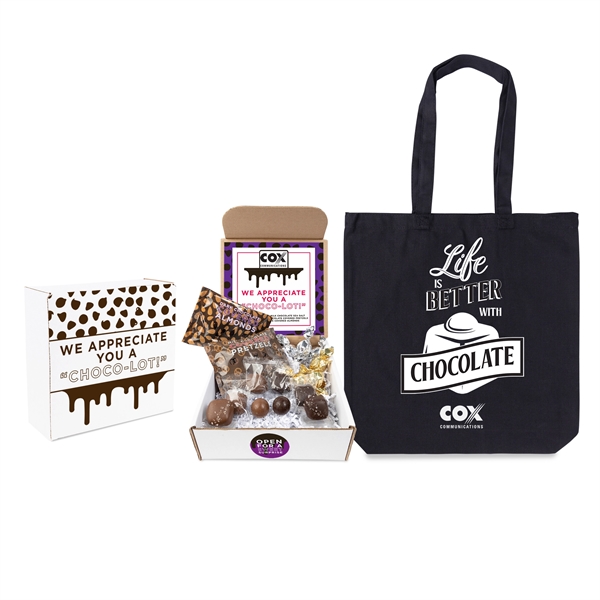 Custom We Appreciate You A Choco-lot Mailer with Tote