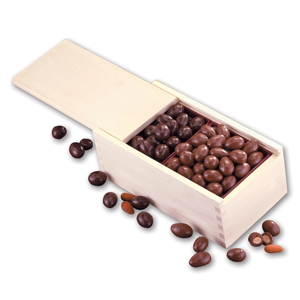Milk & Dark Chocolate Covered Almonds in Wooden Box - Milk & Dark Chocolate Covered Almonds in Wooden Box - Image 1 of 1
