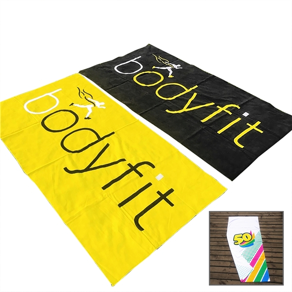 Premium Full Color Superfine Fiber Beach Towel 27.5" x 55" - Premium Full Color Superfine Fiber Beach Towel 27.5" x 55" - Image 1 of 4
