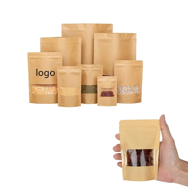 Paper Kraft Bag with Window Stand Up Ziplock Seal - Paper Kraft Bag with Window Stand Up Ziplock Seal - Image 0 of 0
