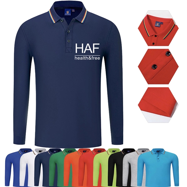 Men's Long Sleeve Polo Shirt - Men's Long Sleeve Polo Shirt - Image 0 of 4