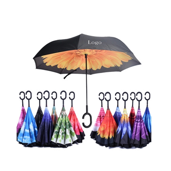 Reverse Umbrellas With C-Shaped Handle