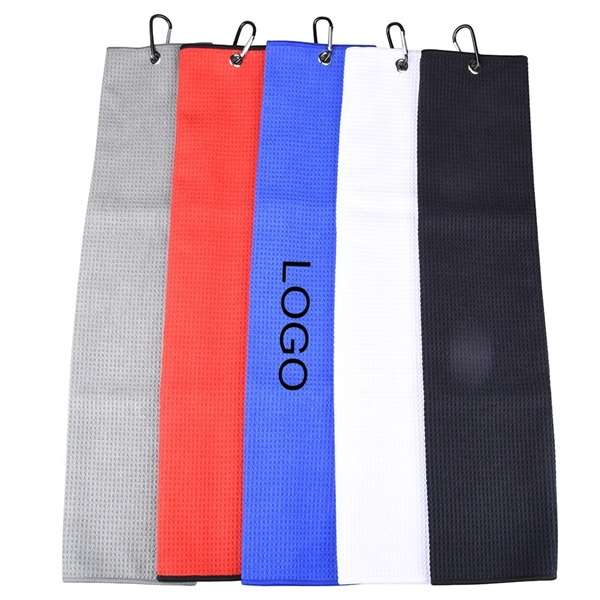 Golf Towel Tri-Fold With Mountaineering Hook
