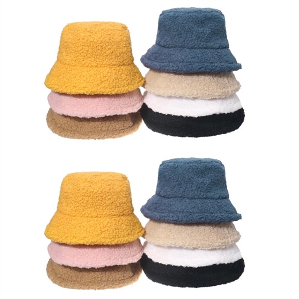 Women Faux Lambs Wool Bucket Hats