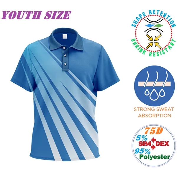 75D Pique Moisture Wicking Youth Polo Shirts, Wear Resistant