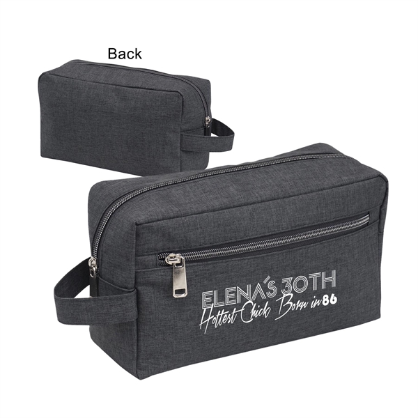 300D Polyester Heather Zipper Toiletry Travel Kit Bag - 300D Polyester Heather Zipper Toiletry Travel Kit Bag - Image 0 of 1