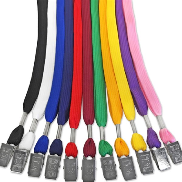 3/8 inch Flat BLank Lanyards with Bull Dog Clip