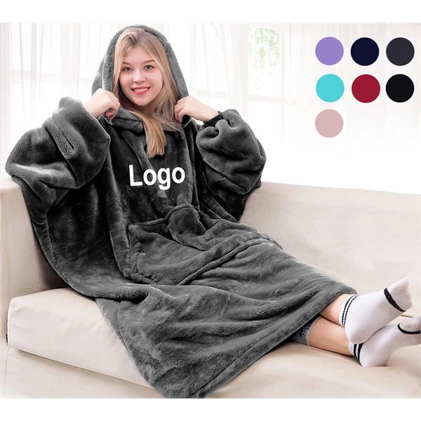 Thick Flannel Blanket with Sleeves - Thick Flannel Blanket with Sleeves - Image 0 of 3