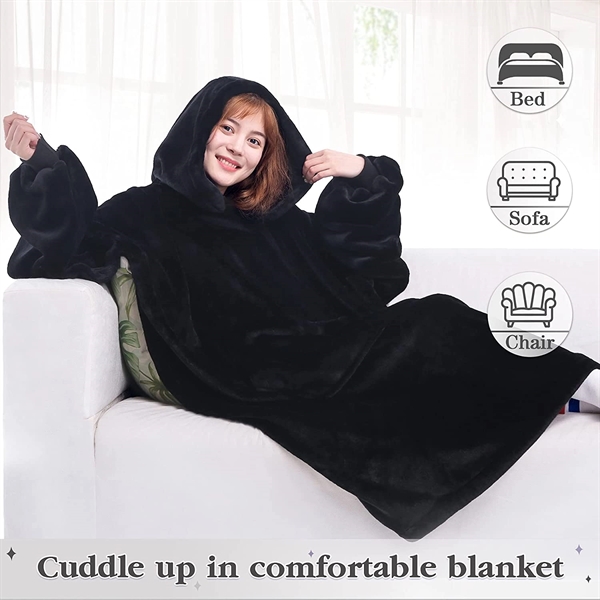 Thick Flannel Blanket with Sleeves - Thick Flannel Blanket with Sleeves - Image 3 of 3