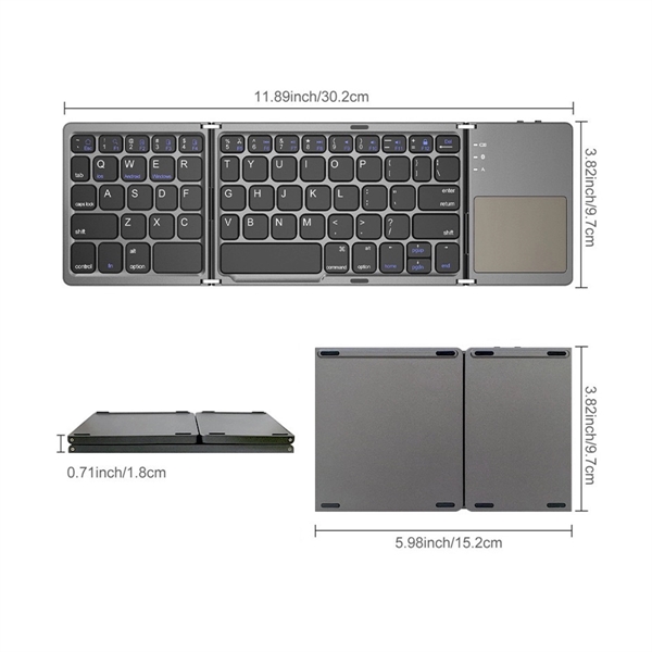Mini Wireless Folding Keyboard Touch Pad - Mini Wireless Folding Keyboard Touch Pad - Image 2 of 4