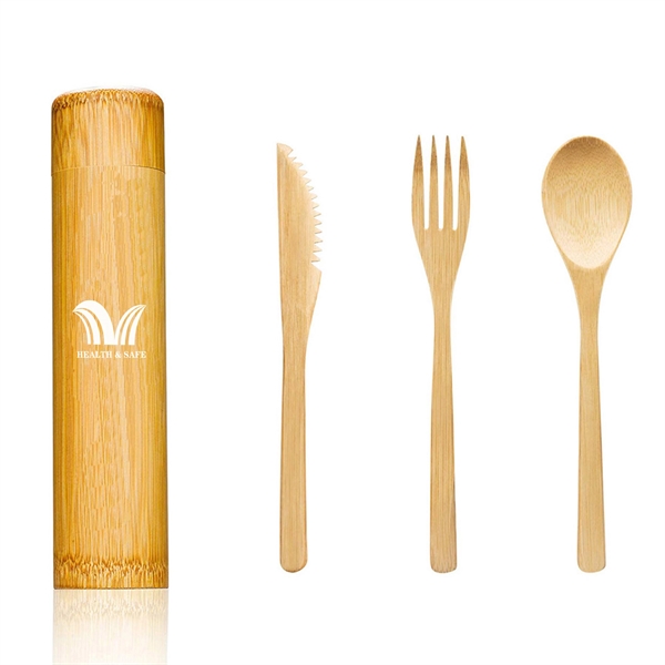 3 in1 Bamboo Cutlery Set - 3 in1 Bamboo Cutlery Set - Image 0 of 1