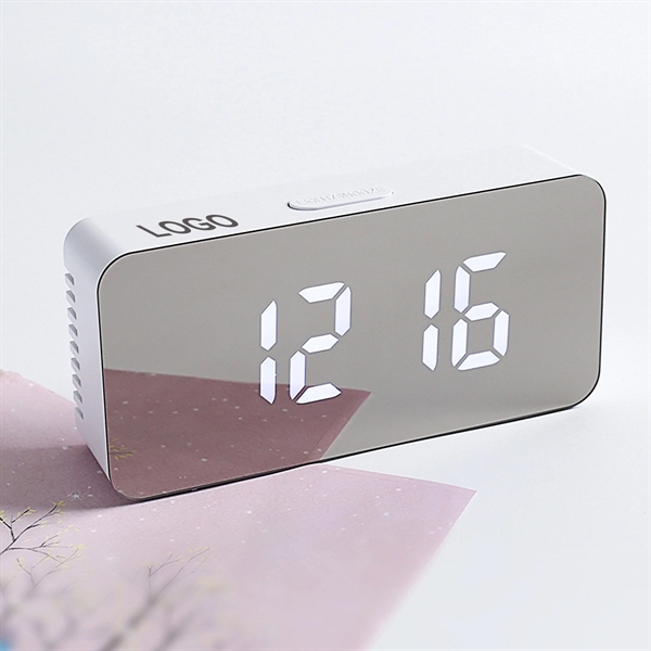 LED Mirror Digital Desk Alarm Clock - LED Mirror Digital Desk Alarm Clock - Image 1 of 4