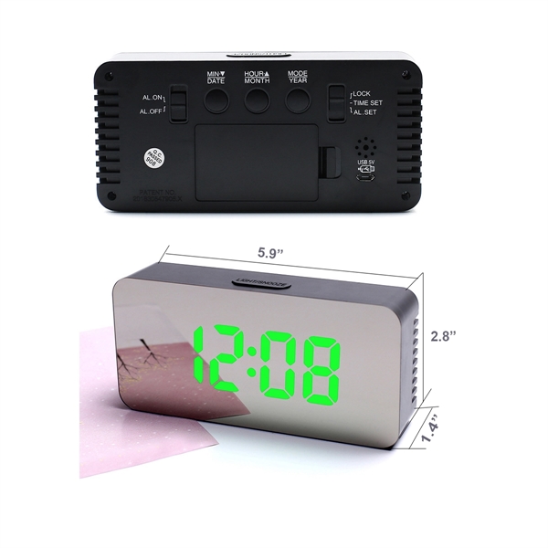 LED Mirror Digital Desk Alarm Clock - LED Mirror Digital Desk Alarm Clock - Image 3 of 4