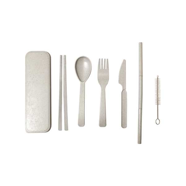 7-in-1 Eco-friendly Wheat Fiber Cutlery Set - 7-in-1 Eco-friendly Wheat Fiber Cutlery Set - Image 1 of 3