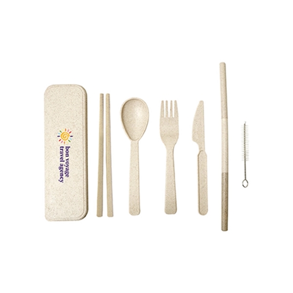 7-in-1 Eco-friendly Wheat Fiber Cutlery Set - 7-in-1 Eco-friendly Wheat Fiber Cutlery Set - Image 2 of 3