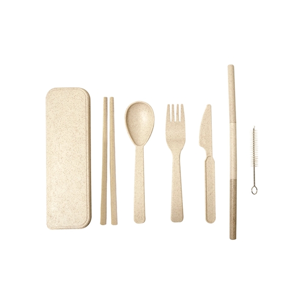 7-in-1 Eco-friendly Wheat Fiber Cutlery Set - 7-in-1 Eco-friendly Wheat Fiber Cutlery Set - Image 3 of 3