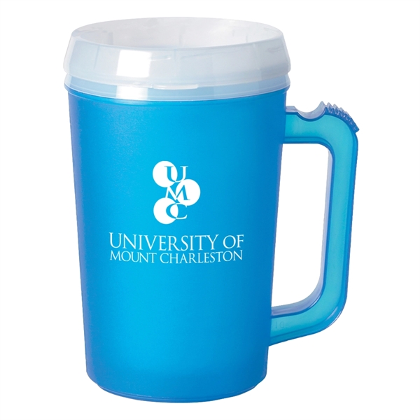 Double Wall Insulated Mug Teal Lid 32 oz - Mugs N Coffee